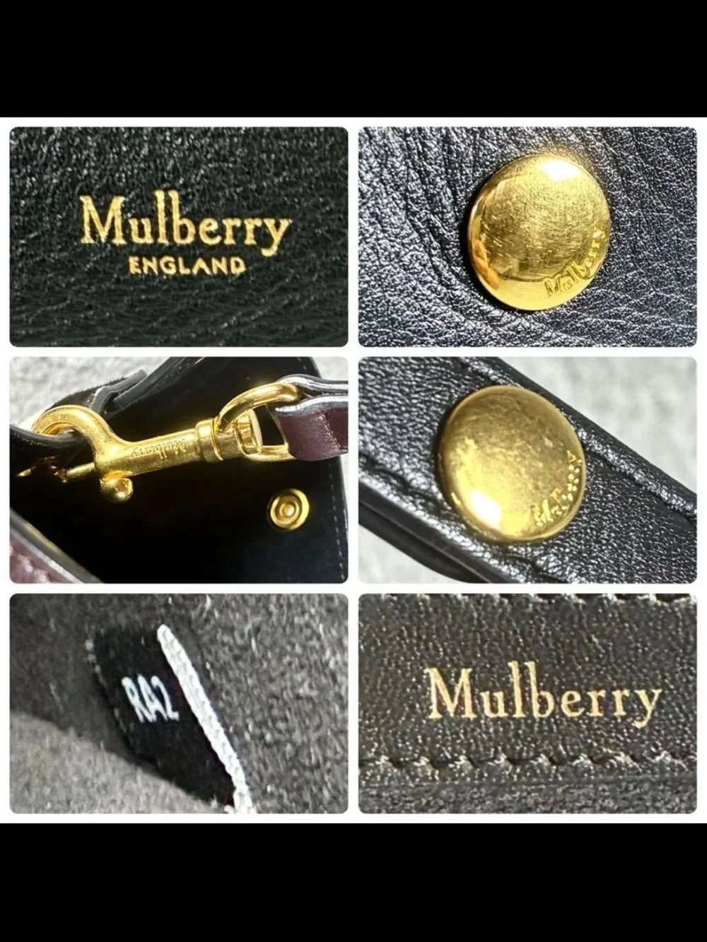 Mulberry Black Leather Shoulder Bag with Zebra-Print Panels